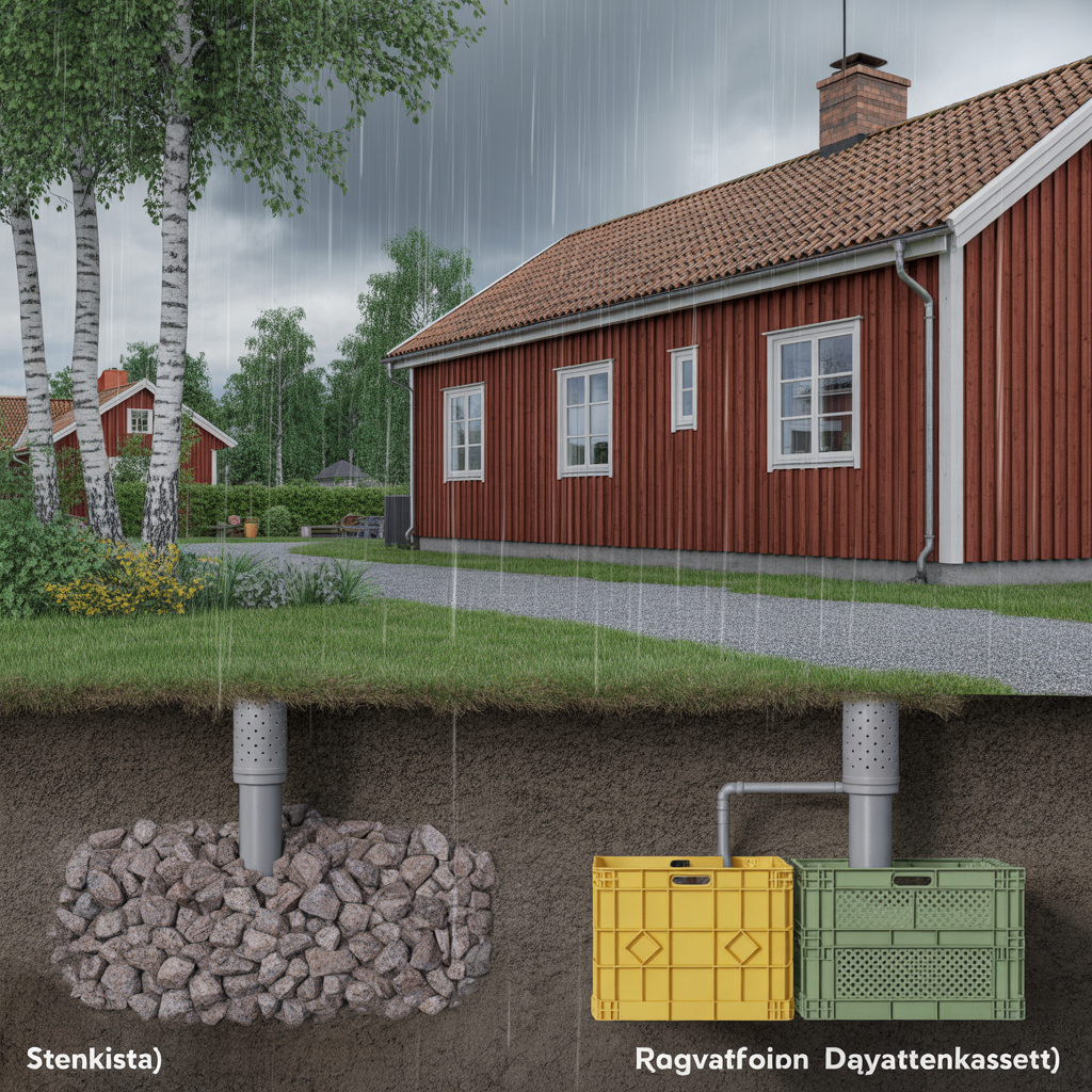 dagvattenkassett eller stenkista kostnad och kapacitet